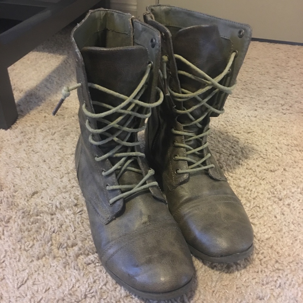 Grey combat boots size 10